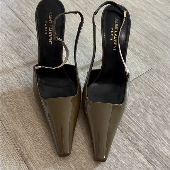 SAINT LAURENT BLAKE SLINGBACK PUMP IN AMBER GREEN - Picture 14 of 14